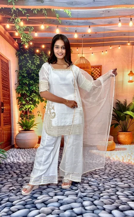 KF 6052 Kalaai Chinon Embroidery Kurti With Bottom Dupatta 